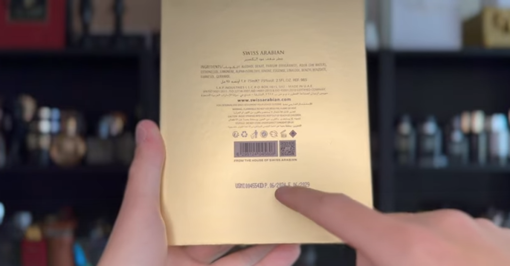 Swiss Arabian Shaghaf Oud batch code verification and authenticity check during review testing